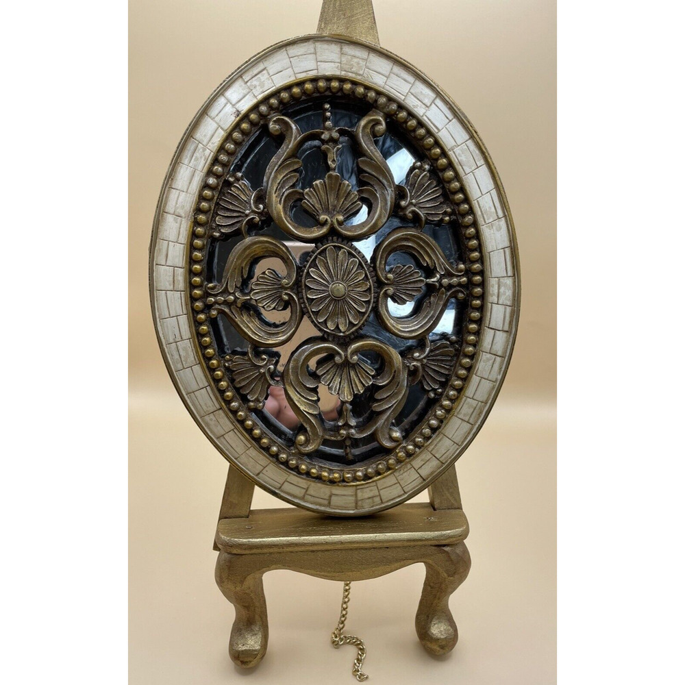 Pre-owned Scrolled Covered Mirror Oval and Square Set of 2 (Unique Vintage)